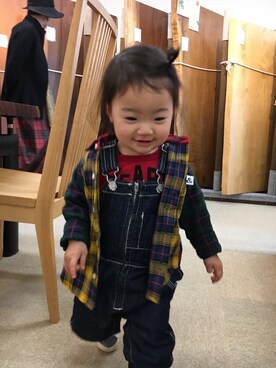 「Ocean&Ground（オーシャン&グラウンド）のアイテム（サロペット/オーバーオール）」を使った、maoriさん（キッズ・80cm）の春コーディネート