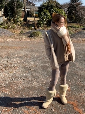 「ヨガ」｜「アイテム（その他アウター）」を使った、hitoeさん（レディース・162cm）の冬コーディネート