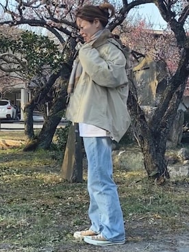 「AIGLE（エーグル）のアイテム（ジャケット/アウター）」を使った、hitoeさん（レディース・162cm）の冬コーディネート