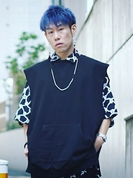 「アイテム（ピアス（両耳用）、レッド系）」を使った、Yugo Yoshidaさん（メンズ・169cm）の夏コーディネート