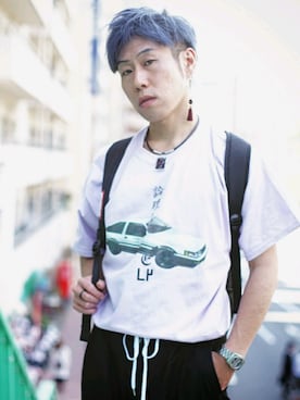 「アイテム（ピアス（両耳用）、レッド系）」を使った、Yugo Yoshidaさん（メンズ・169cm）の夏コーディネート