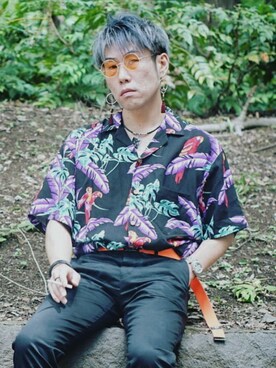 「アイテム（ピアス（両耳用）、レッド系）」を使った、Yugo Yoshidaさん（メンズ・169cm）の夏コーディネート