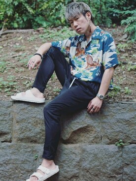 「アイテム（ピアス（両耳用）、レッド系）」を使った、Yugo Yoshidaさん（メンズ・169cm）の夏コーディネート