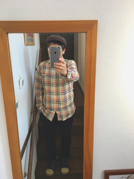 「JUNMEN（ジュンメン）のアイテム（帽子）」を使った、Yamaguchi  Kiyoshiさん（メンズ・164cm）の冬コーディネート