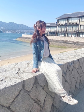 「スエット」｜「アイテム（デニムジャケット）」を使った、aInYan♡さん（レディース・160cm）の夏コーディネート
