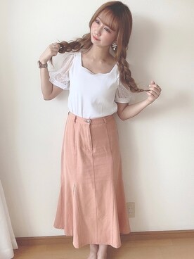 「オレンジスカート」｜aInYan♡さん（レディース・160cm）の夏コーディネート