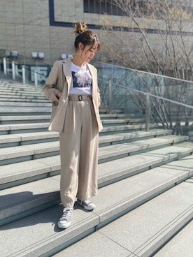 「大阪」｜「アイテム（ジャケット/アウター）」を使った、Frees_Misaさん（レディース・164cm）の春コーディネート