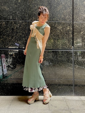 「マキシスカート」｜「アイテム（ワンピース/ドレス）」を使った、Frees_Misaさん（レディース・164cm）の春コーディネート