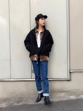 「メルトン」｜「アイテム（その他アウター）」を使った、makotoさん（レディース・158cm）の秋コーディネート