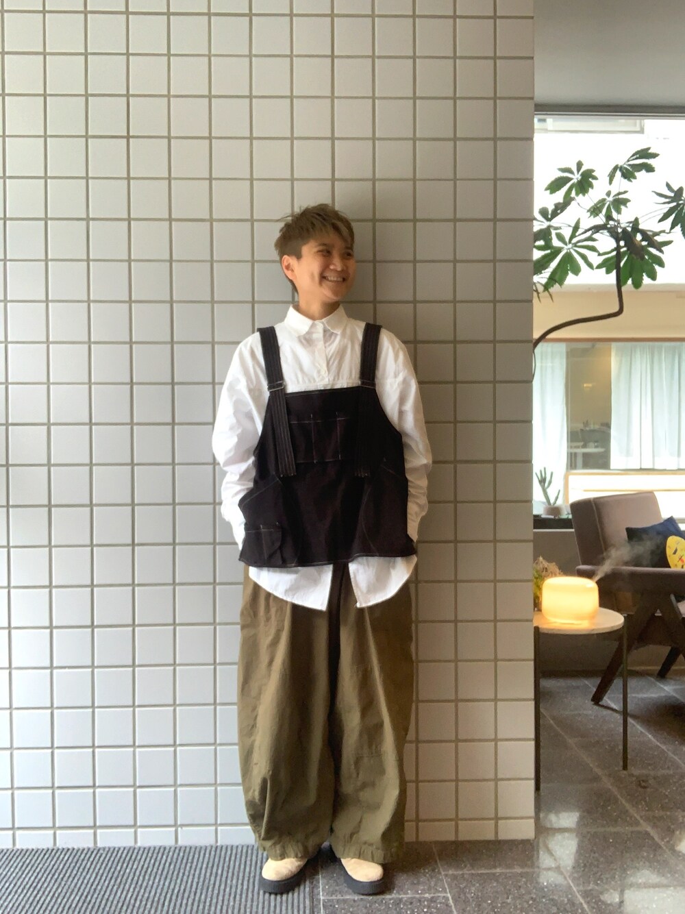 「whatwewear、haluki、cui、TAIPEI」｜「wamのアイテム（シャツ/ブラウス、ホワイト系）」を使った、yusuyuさん（レディース・161cm）の冬コーディネートの1枚目の写真