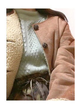 「Crisp（クリスプ）のアイテム（ムートンコート）」を使った、まさん（レディース・151cm）の冬コーディネート