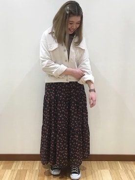 「クルーネックニット」｜吉田さん（レディース・163cm）の冬コーディネート