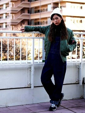 「レディース」｜「アイテム（MA-1）」を使った、ARKnets STAFFさん（レディース・165cm）の冬コーディネート