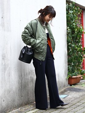 「レディース」｜「アイテム（MA-1）」を使った、ARKnets STAFFさん（メンズ・160cm）の冬コーディネート