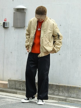 「Buzz Rickson's（バズリクソンズ）のアイテム（ブルゾン）」を使った、ARKnets STAFFさん（メンズ・175cm）の冬コーディネート