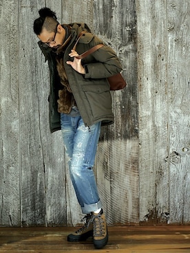 「アイテム（ベスト）」を使った、ARKnets STAFFさん（メンズ・183cm）の冬コーディネート