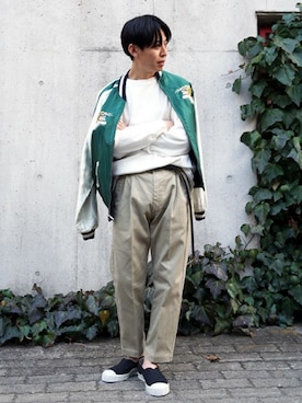 「GOLD（ゴールド）のアイテム（ブルゾン）」を使った、ARKnets STAFFさん（メンズ・175cm）の春コーディネート