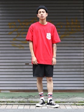 「WP（ダブリューピー）のアイテム（パンツ）」を使った、ARKnets STAFFさん（メンズ・173cm）の夏コーディネート