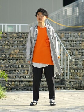 ARKnets STAFFさんの「SHIRTS COAT - stripe -」を使ったコーディネート