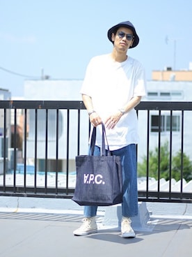 「A.P.C.（アーペーセー）のアイテム（バッグ）」を使った、ARKnets STAFFさん（メンズ・175cm）の夏コーディネート