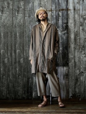 ARKnets STAFFさんの「SHIRTS COAT - stripe -」を使ったコーディネート