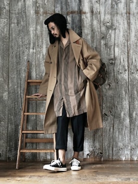 ARKnets STAFFさんの「SHIRTS COAT - stripe -」を使ったコーディネート