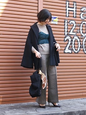 「Aラインコート」｜「アイテム（財布/小物）」を使った、ARKnets STAFFさん（レディース・160cm）の秋コーディネート