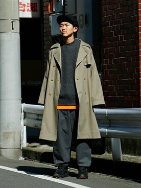 「marka（マーカ）のアイテム（トレンチコート）」を使った、ARKnets STAFFさん（メンズ・175cm）の秋コーディネート