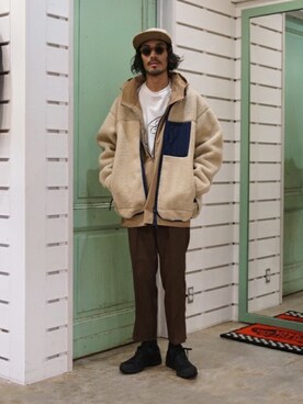 「パイル」｜「アイテム（ジャケット/アウター）」を使った、ARKnets STAFFさん（メンズ・175cm）の冬コーディネート