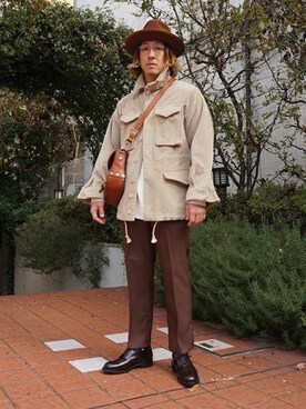 「WP（ダブリューピー）のアイテム（スウェット）」を使った、ARKnets STAFFさん（メンズ・173cm）の冬コーディネート