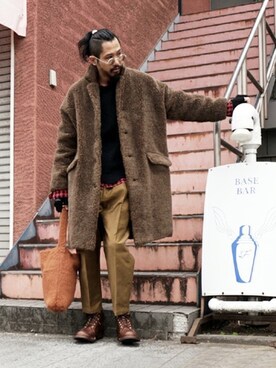 「marka（マーカ）のアイテム（バッグ）」を使った、ARKnets STAFFさん（メンズ・183cm）の冬コーディネート