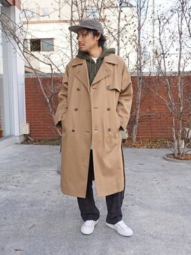 「marka（マーカ）のアイテム（トレンチコート）」を使った、ARKnets STAFFさん（メンズ・167cm）の冬コーディネート