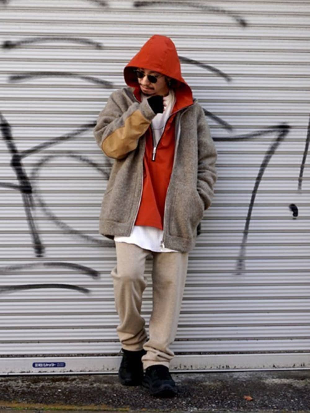 「PORT BY ARKのPORT BY ARK / ポートバイアーク：Anorak parka：PO04-G001[COR]（ブルゾン、オレンジ系）」を使った、ARKnets STAFFさん（メンズ・165cm）の冬コーディネートの1枚目の写真