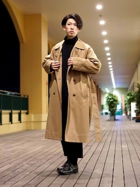 「marka（マーカ）のアイテム（トレンチコート）」を使った、ARKnets STAFFさん（メンズ・168cm）の冬コーディネート