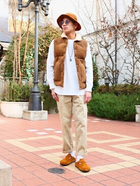 「WP（ダブリューピー）のアイテム（スウェット）」を使った、ARKnets STAFFさん（メンズ・173cm）の冬コーディネート