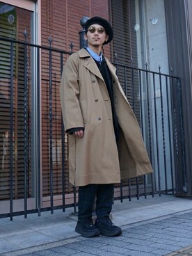 「marka（マーカ）のアイテム（トレンチコート）」を使った、ARKnets STAFFさん（メンズ・175cm）の冬コーディネート