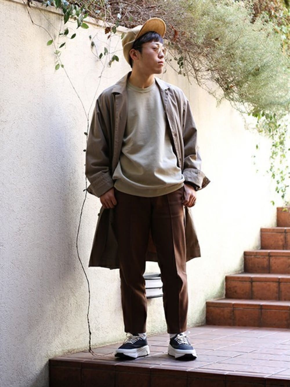 「markaのmarka / マーカ：SHIRTS COAT：M19A-16SH01C[COR]（シャツ/ブラウス、ベージュ系）」を使った、ARKnets STAFFさん（メンズ・168cm）の冬コーディネートの1枚目の写真
