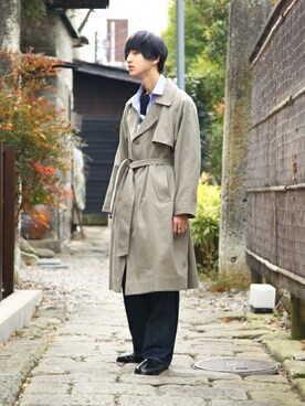 「marka（マーカ）のアイテム（トレンチコート）」を使った、ARKnets STAFFさん（メンズ・181cm）の冬コーディネート