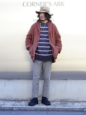 「marka（マーカ）のアイテム（ブルゾン）」を使った、ARKnets STAFFさん（メンズ・177cm）の冬コーディネート