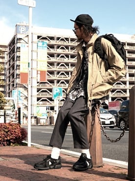 「marka（マーカ）のアイテム（ミリタリージャケット）」を使った、ARKnets STAFFさん（メンズ・183cm）の春コーディネート