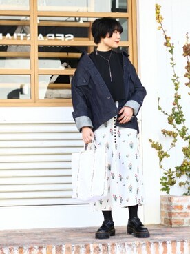 「総柄スカート」｜ARKnets STAFFさん（レディース・160cm）の春コーディネート