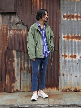 「marka（マーカ）のアイテム（ミリタリージャケット）」を使った、ARKnets STAFFさん（メンズ・177cm）の春コーディネート