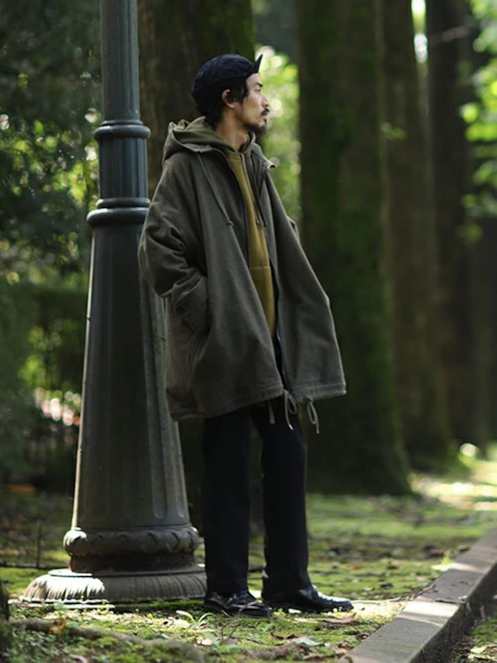 「marka」｜「markaのmarka / マーカ：【予約】HOODED COAT - cotton melton -：M19D-03CO01C[COR]（その他アウター、グリーン系）」を使った、ARKnets STAFFさん（メンズ・175cm）の夏コーディネートの1枚目の写真