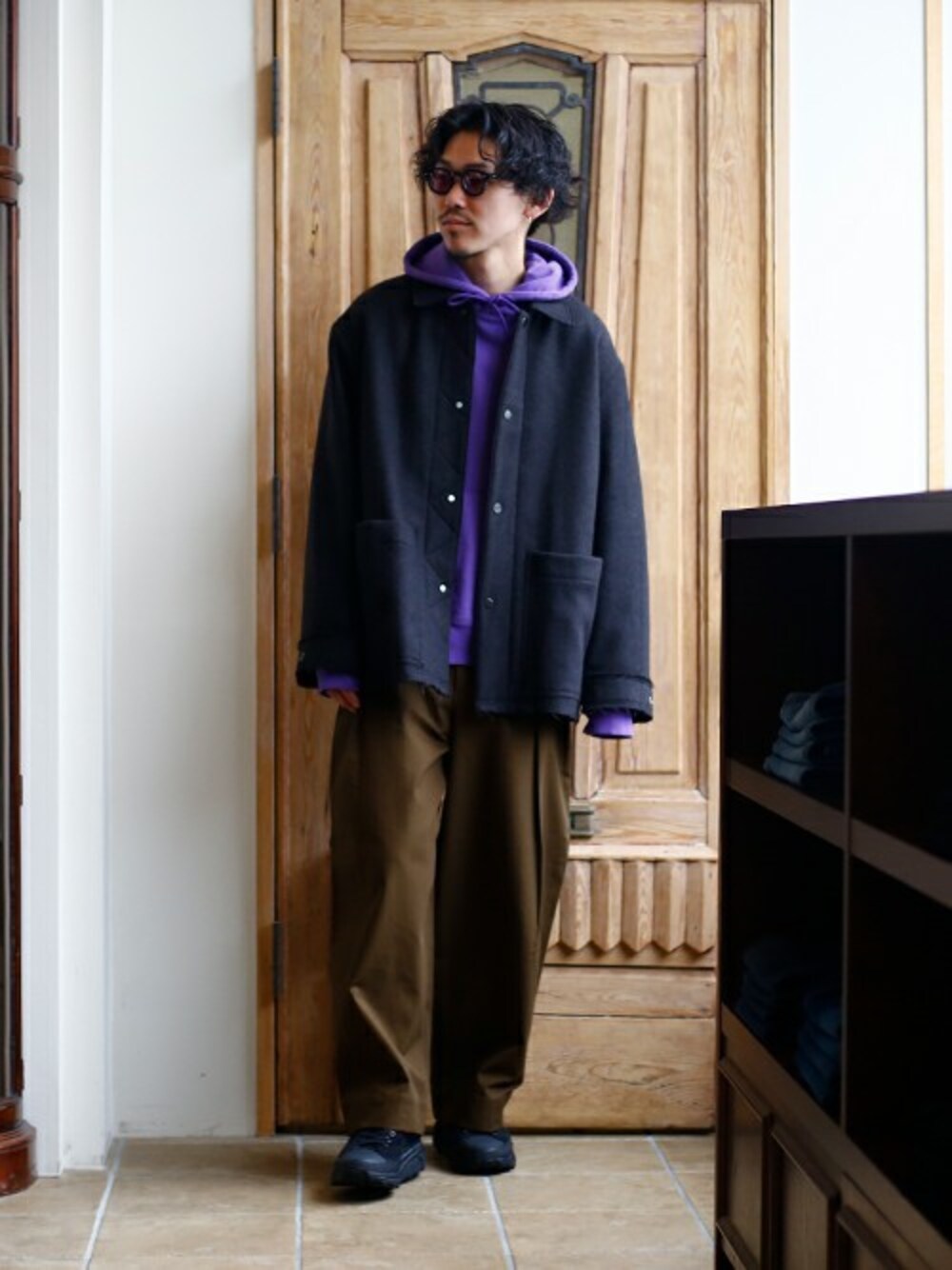 「marka」｜「markaのmarka / マーカ：CUT/OFF WORK JACKET SHORT -ARKnets exclusive-：M19F-05BL01C[COR]（ブルゾン、グレー系）」を使った、ARKnets STAFFさん（メンズ・175cm）の冬コーディネートの1枚目の写真