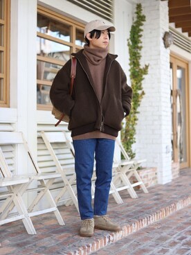 「GOLD（ゴールド）のアイテム（ブルゾン）」を使った、ARKnets STAFFさん（メンズ・170cm）の冬コーディネート