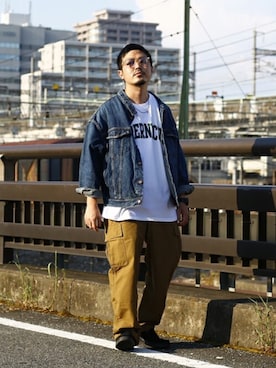 「ARKnets」｜「アイテム（デニムジャケット）」を使った、ARKnets STAFFさん（メンズ・166cm）の秋コーディネート