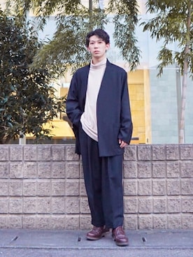「ARKnets」｜「アイテム（スラックス）」を使った、ARKnets STAFFさん（メンズ・168cm）の秋コーディネート