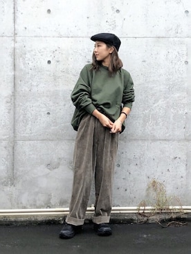 「ARKnets」｜「アイテム（スラックス）」を使った、ARKnets STAFFさん（レディース・153cm）の秋コーディネート