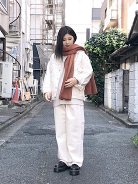 「marka（マーカ）のアイテム（デニムジャケット）」を使った、ARKnets STAFFさん（レディース・153cm）の秋コーディネート