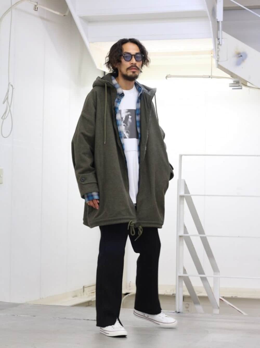 「markaのmarka / マーカ：HOODED COAT - cotton melton -：M19D-03CO01C[COR]（その他アウター、グリーン系）」を使った、ARKnets STAFFさん（メンズ・175cm）の秋コーディネートの1枚目の写真